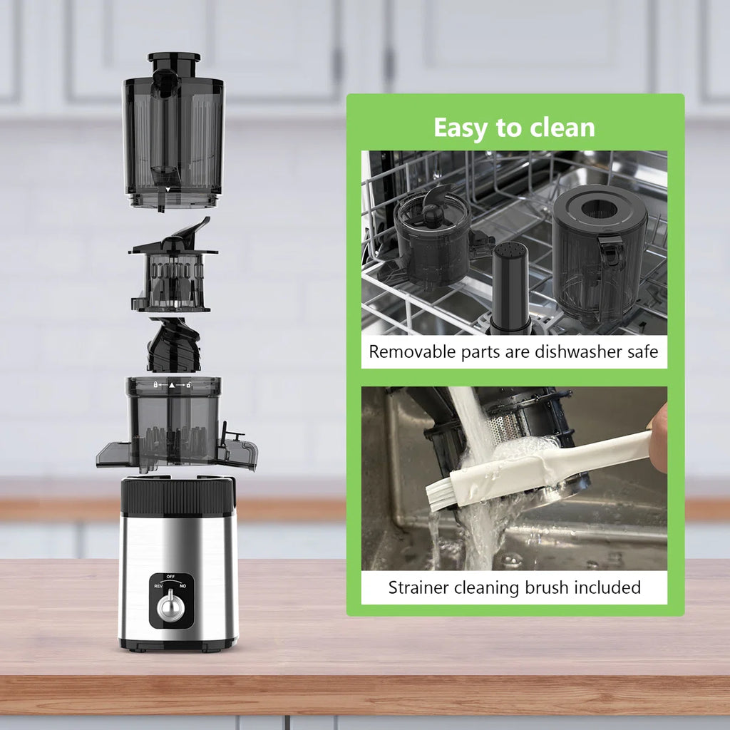 Cold Press Juicer With 4.4" Extra-Wide Feed Chute – Slow Masticating Electric Juicer For Whole Fruits & Vegetables, Delivers 35% Higher Juice Yield & 98% Nutrient Retention, Easy Assembly & Dishwasher-Safe Cleaning, Ultra-Quiet 65Db Operation