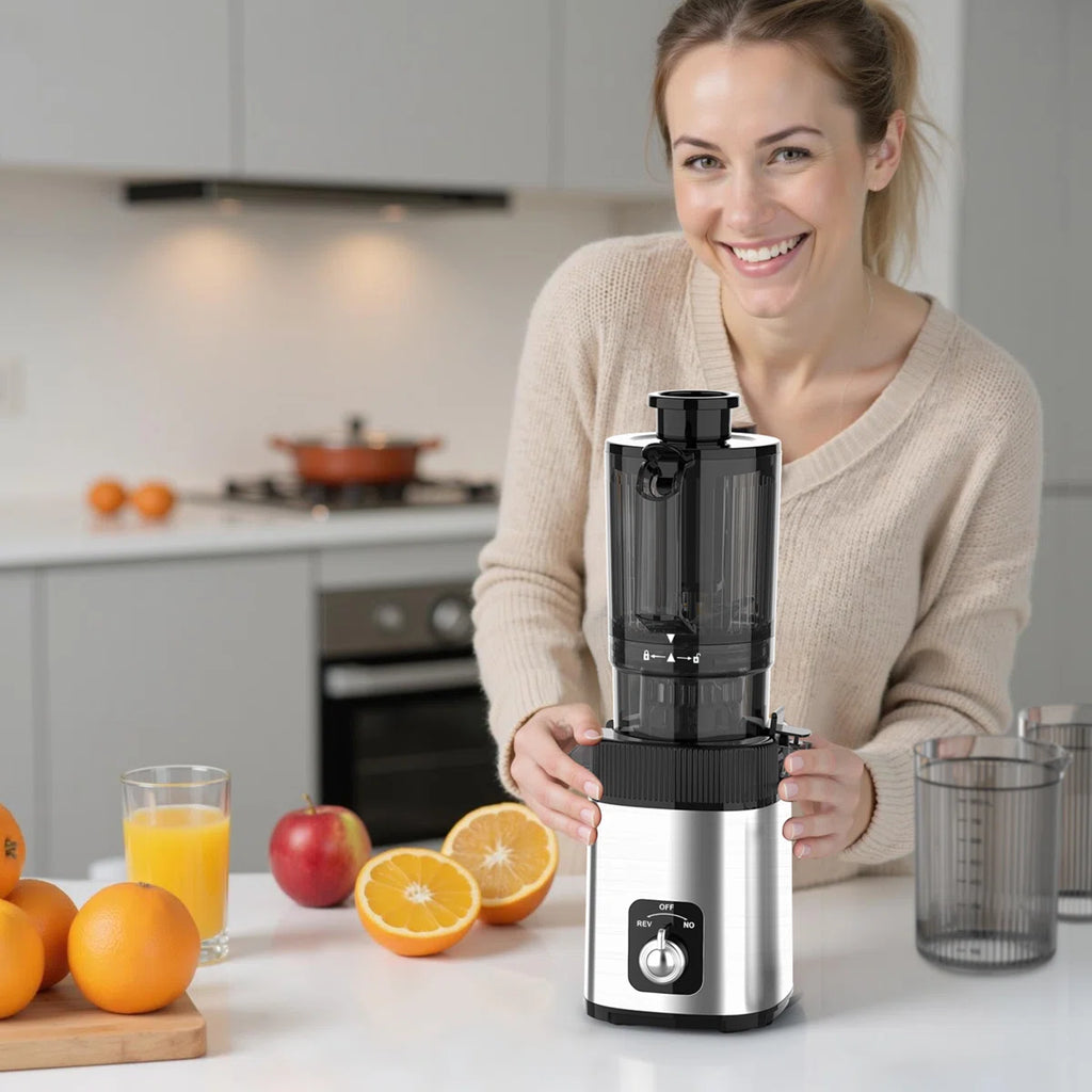 Cold Press Juicer With 4.4" Extra-Wide Feed Chute – Slow Masticating Electric Juicer For Whole Fruits & Vegetables, Delivers 35% Higher Juice Yield & 98% Nutrient Retention, Easy Assembly & Dishwasher-Safe Cleaning, Ultra-Quiet 65Db Operation