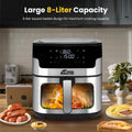 Air Fryer, 8.5qt Family Size Digital Air Fryers, Bpa-free, Smart Touchscreen With 8-preset, Air Frying, Reheat Leftovers, Party Food, Fast Cooking, Dishwasher-safe, Stainless Steel 304