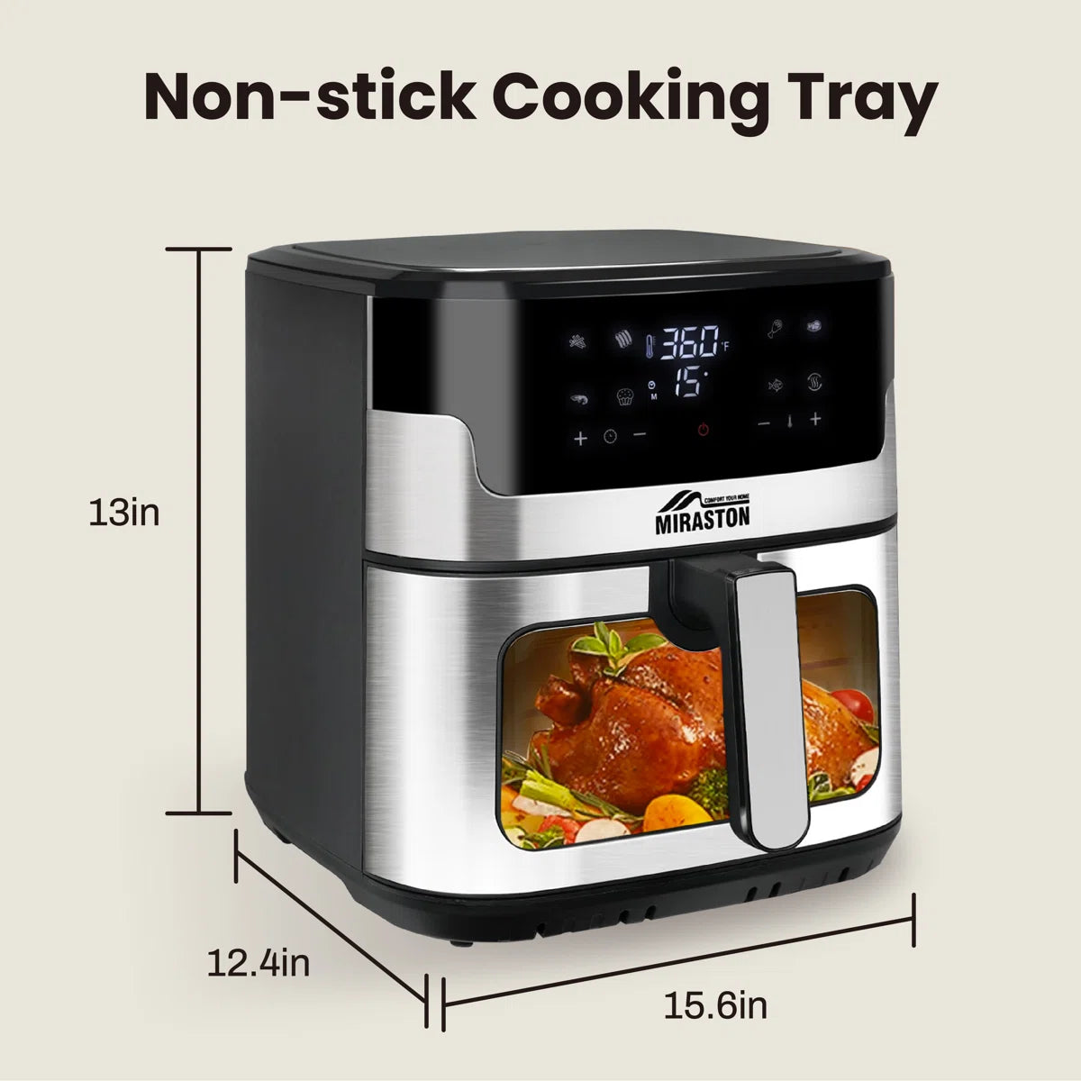 Air Fryer, 8.5qt Family Size Digital Air Fryers, Bpa-free, Smart Touchscreen With 8-preset, Air Frying, Reheat Leftovers, Party Food, Fast Cooking, Dishwasher-safe, Stainless Steel 304