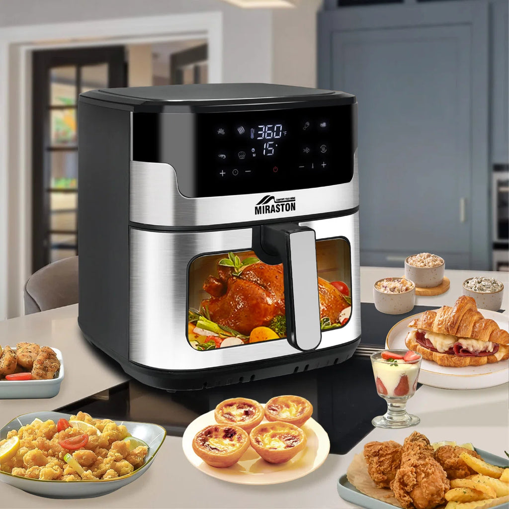 Air Fryer, 8.5qt Family Size Digital Air Fryers, Bpa-free, Smart Touchscreen With 8-preset, Air Frying, Reheat Leftovers, Party Food, Fast Cooking, Dishwasher-safe, Stainless Steel 304