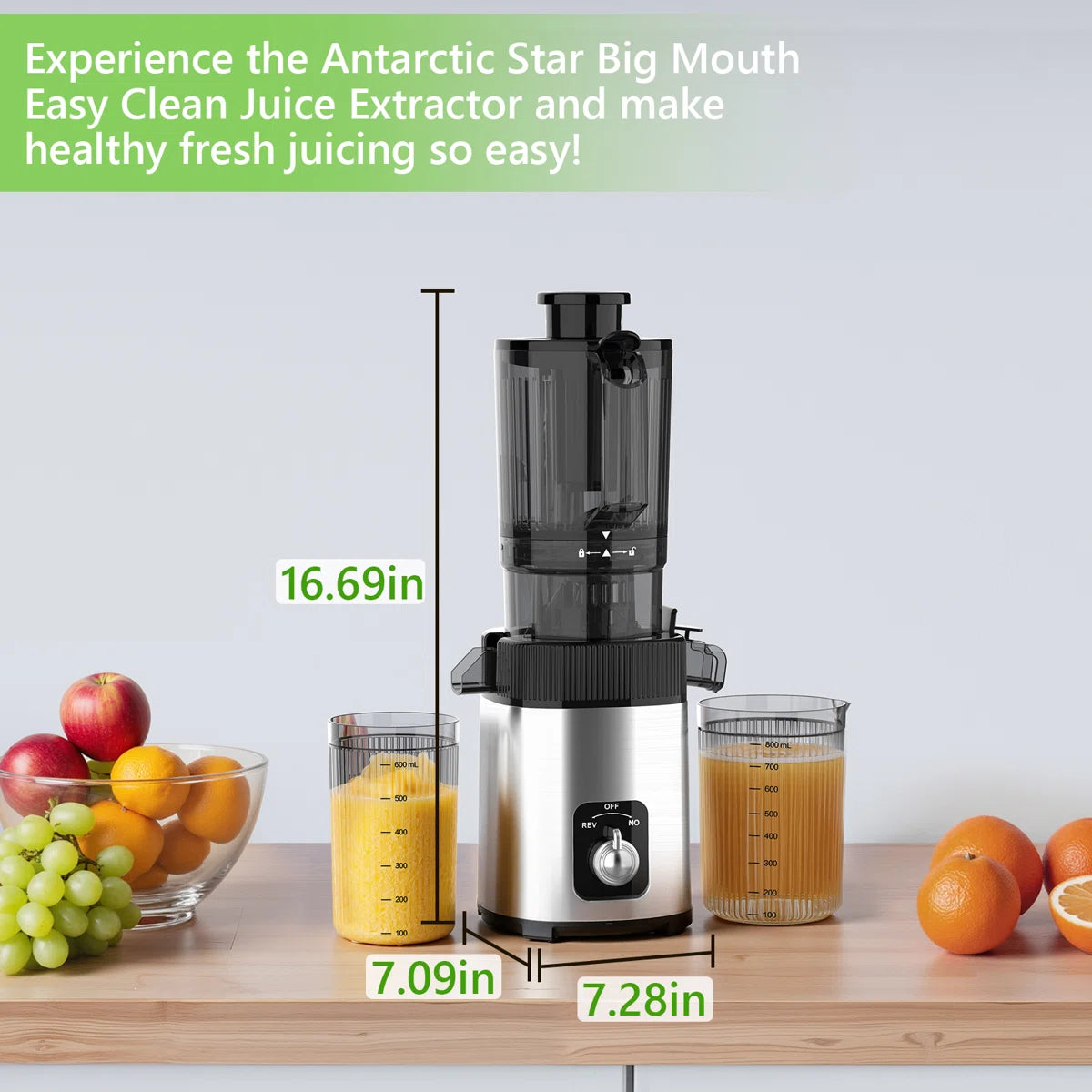 Cold Press Juicer With 4.4" Extra-Wide Feed Chute – Slow Masticating Electric Juicer For Whole Fruits & Vegetables, Delivers 35% Higher Juice Yield & 98% Nutrient Retention, Easy Assembly & Dishwasher-Safe Cleaning, Ultra-Quiet 65Db Operation