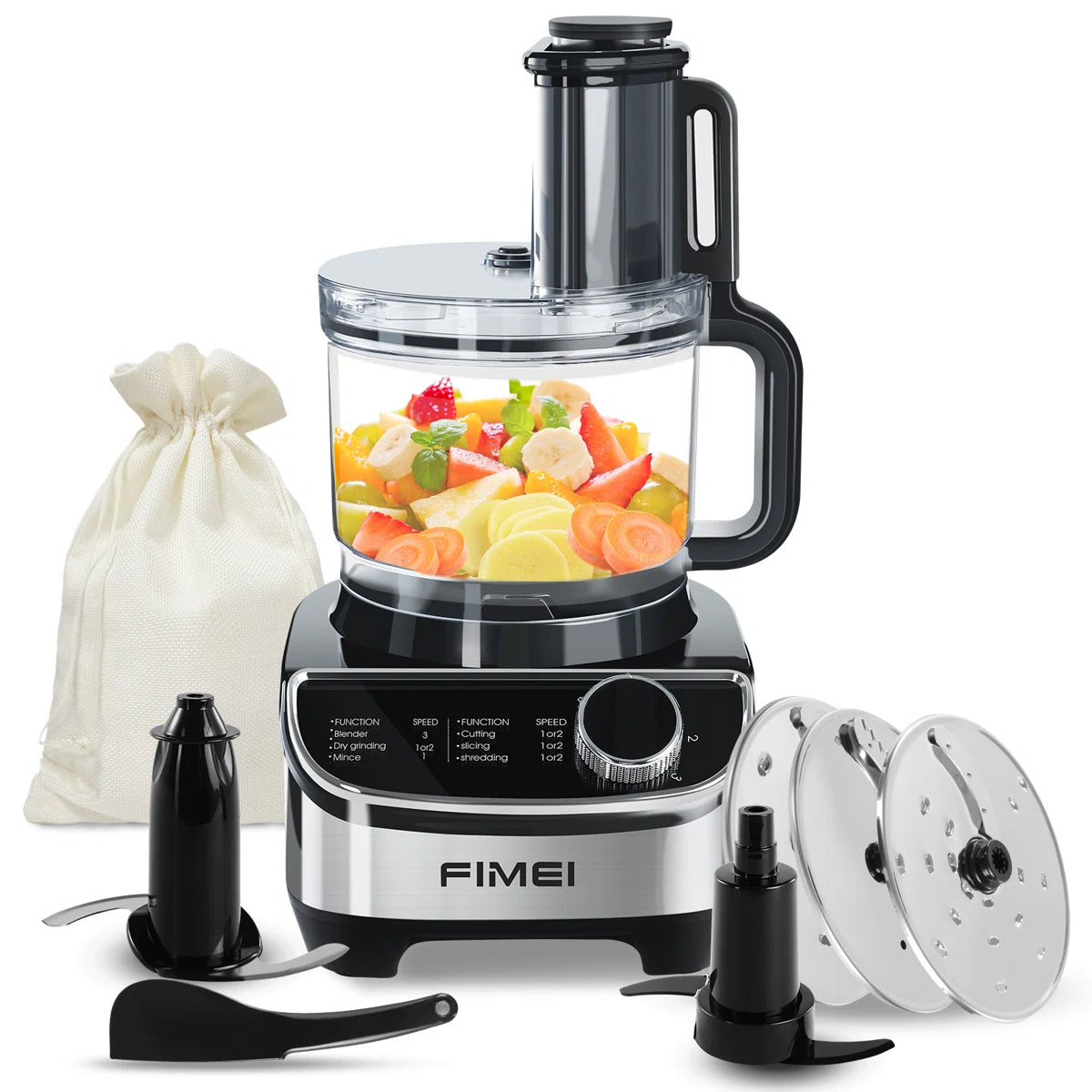 Food Processor Chopping & Blender Combo, Versatile Blades For Slicing, Shredding, Large Caliber, 12-Cup 600W