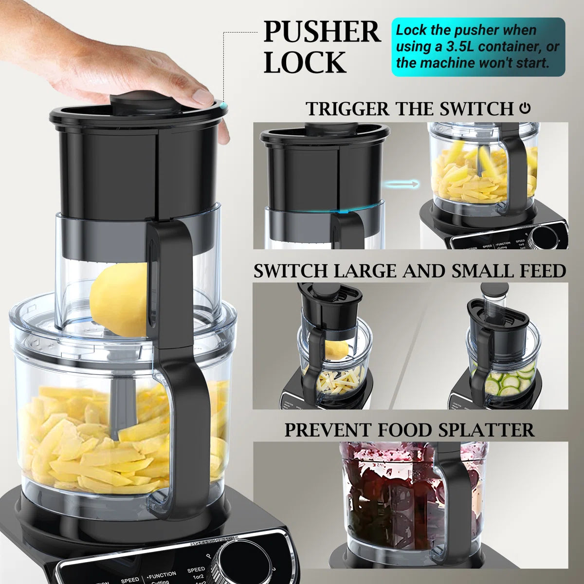 Food Processor Chopping & Blender Combo, Versatile Blades For Slicing, Shredding, Large Caliber, 12-Cup 600W