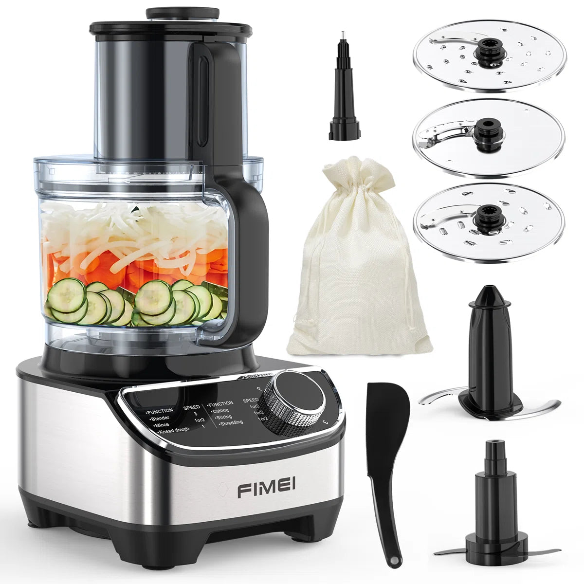 Food Processor Chopping & Blender Combo, Versatile Blades For Slicing, Shredding, Large Caliber, 12-Cup 600W