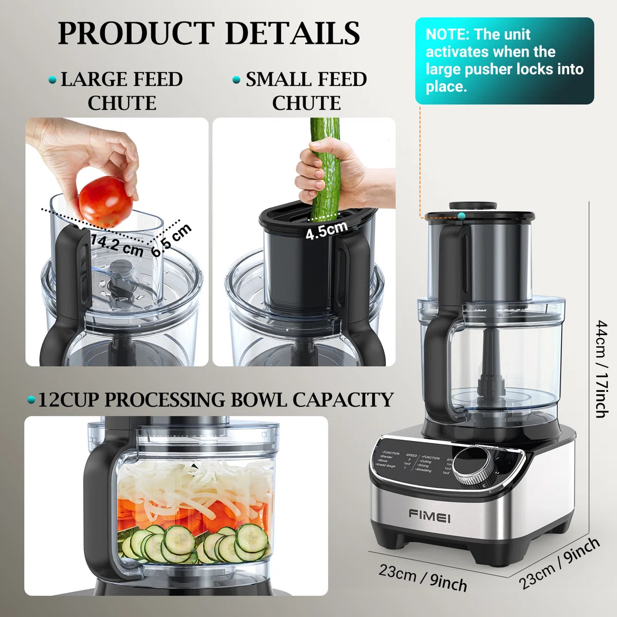 Food Processor Chopping & Blender Combo, Versatile Blades For Slicing, Shredding, Large Caliber, 12-Cup 600W