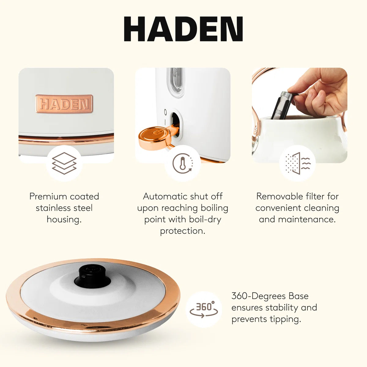 Haden Heritage 4 Slice Wide Slot Toaster with Heritage 1.7L Home Electric Kettle