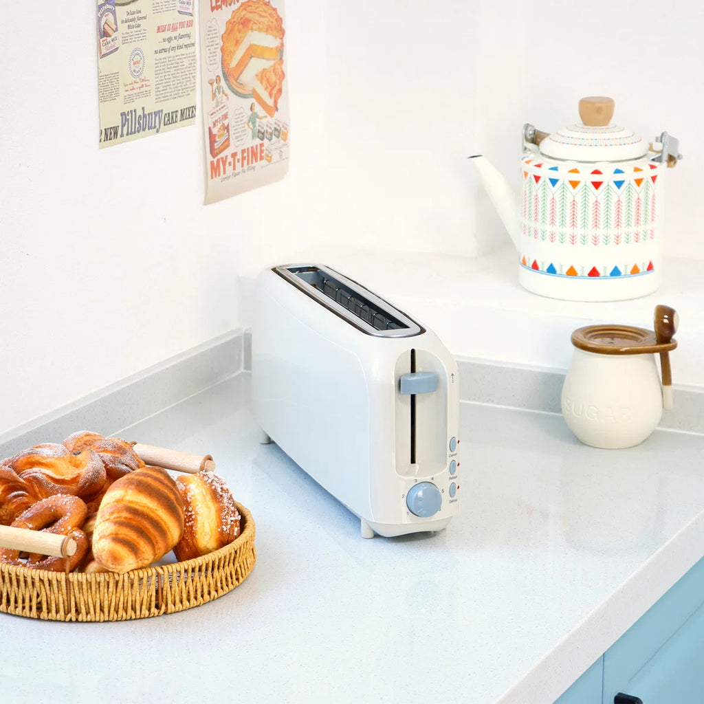 White 2-Slice Slim Toaster - 10" Long Slot For Bagels & Artisan Bread, 6 Shade Settings, Cancel/Reheat/Defrost, Removable Crumb Tray, Auto Shut-Off