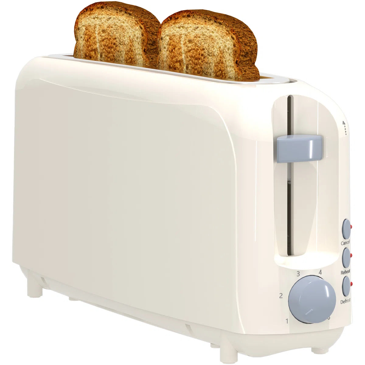 White 2-Slice Slim Toaster - 10" Long Slot For Bagels & Artisan Bread, 6 Shade Settings, Cancel/Reheat/Defrost, Removable Crumb Tray, Auto Shut-Off